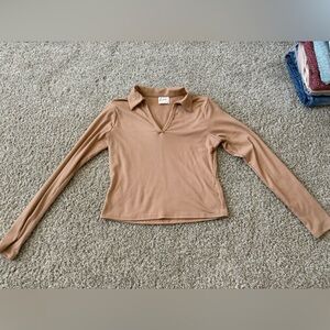 Zara Women's Camel Long Sleeve Top